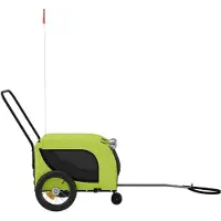 vidaXL Fietsaanhanger voor honden, groen en zwart, Oxford-stof en ijzer