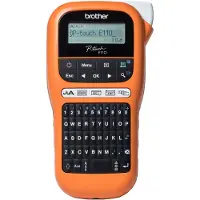 Brother P-Touch PT-E110 - Étiqueteuse - Noir et blanc - transfert thermique - Rouleau (1,2 cm) - 180 dpi - jusqu'à 20 mm/sec - outil de coupe - impression par 2 lignes - noir, orange