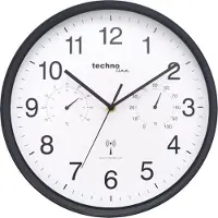 Technoline WT 8945 - Wandklok - Analoog - Rond - Kunststof Raam - Radiogestuurde tijdsaanduiding - Binnentemperatuur - Binnenvochtigheid - Zwart