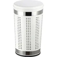 Spirella MSV Wasmand Dubai- rvs metaal - witte deksel - 46 liter compartiment - 35 x 60 cm - Wasmanden