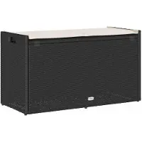 vidaXL Buitenbank met opbergruimte en kussen, zwart, 100 cm
