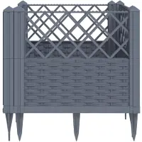 vidaXL Plantenbak met pinnen 43,5x43,5x43,5 cm polypropeen blauwgrijs