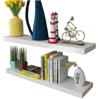 vidaXL Wandplanken MDF zwevend voor boeken/dvd wit 2 st