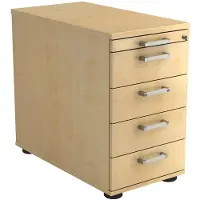 Hjh OFFICE PRO SIGNA SC50 CE - Rolcontainer Esdoorn Hout met 4 lades Chrome metaal handgreep