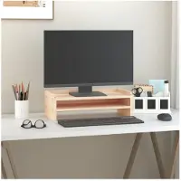 vidaXL Monitorstandaard 50x24x16 cm massief grenenhout wit