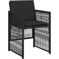 vidaXL 5-delige Tuinset met kussens poly rattan zwart