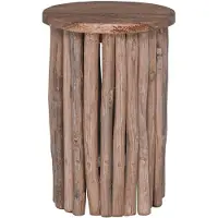 vidaXL Kruk Naturel 30 x 30 x 45 cm Massief Teakhout