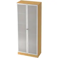 Hjh OFFICE PRO SIGNA K 6100G SG - Beuken/Zilver Hoogte van de map | 5 OH met knop Kast met matglazen deuren