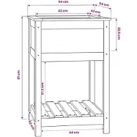 vidaXL Plantenbak met schap 54x54x81 cm massief grenenhout grijs