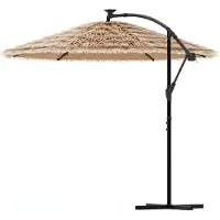 vidaXL Parasol met LED's en stalen paal 246x246x230 cm bruin