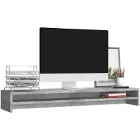 vidaXL Monitorstandaard 100x24x13 cm bewerkt hout betongrijs