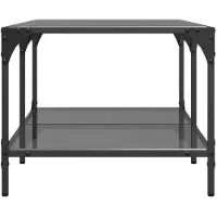 vidaXL Salontafel met zwart glazen blad 98,5x50x40 cm staal