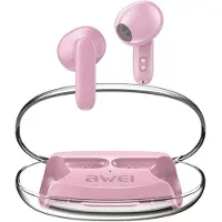Awei Bluetooth 5.3 T85 oordopjes (Enctws) + oplaadstation, roze/lichtroze