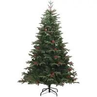 vidaXL Kunstkerstboom met scharnieren dennenappels en bessen 210 cm