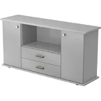 Hjh OFFICE PRO KAPA SB | Dressoir | met deuren + laden - Grijs/Zilver Sideboard Greeplijst kunststof