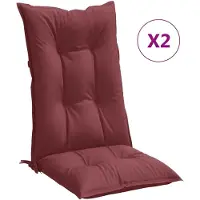 vidaXL Stoelkussens 2 st hoge rug 120x50x7 cm stof gemêleerd wijnrood
