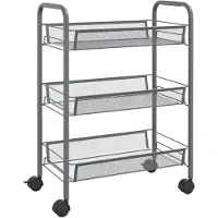vidaXL Keukenwagen, 3 niveaus, grijs, 46x26x64 cm, ijzer