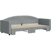 vidaXL Slaapbank met onderschuifbed 80x200 cm stof lichtgrijs