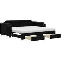 vidaXL Slaapbank met onderschuifbed en lades 80x200 cm stof zwart