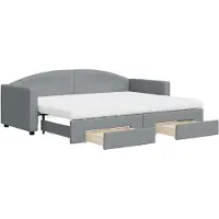 vidaXL Slaapbank met onderschuifbed en lades 80x200 cm stof lichtgrijs