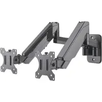 Manhattan 461627 Wandbeugel voor monitor Aantal monteerbare displays: 2 Display(s) 43,2 cm (17) - 81,3 cm (32) Zwart Draaibaar, In hoogte verstelbaar,