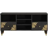 vidaXL TV Kast Zwart 100 x 33 x 46 cm Massief Mango Hout