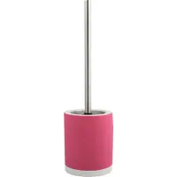 Spirella MSV Shine Toilet/wc-borstel houder - keramiek/metaal - fuchsia roze - 38 cm - Toiletborstels