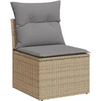 vidaXL 5-delige Loungeset met kussens poly rattan beige