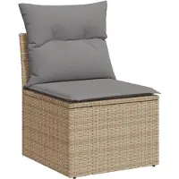 vidaXL 6-delige Loungeset met kussens poly rattan beige