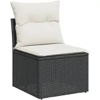 vidaXL 6-delige Loungeset met kussens poly rattan zwart
