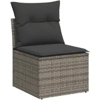 vidaXL 5-delige Loungeset met kussens poly rattan grijs