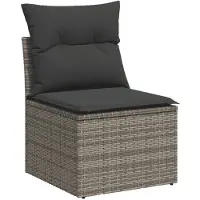 vidaXL 4-delige Loungeset met kussens poly rattan grijs