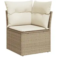 vidaXL 6-delige Loungeset met kussens poly rattan beige