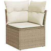vidaXL 5-delige tuinmeubelset met kussens, beige, van polyrotan