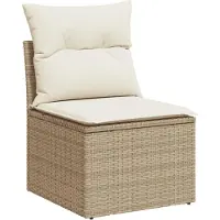 vidaXL 3-delige tuinmeubelset met kussens, beige, polyrotan