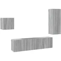vidaXL 4-delige Tv-wandmeubelset bewerkt hout grijs sonoma