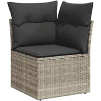 vidaXL 12-delige Loungeset met kussens poly rattan lichtgrijs