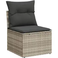 vidaXL 4-delige Loungeset met kussens poly rattan lichtgrijs