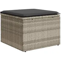 vidaXL Tuinkruk met kussen 55x55x37 cm poly rattan lichtgrijs