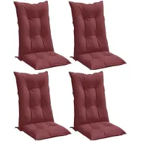 vidaXL Stoelkussens 4 st hoge rug 120x50x7 cm stof gemêleerd wijnrood