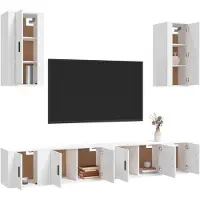 vidaXL 6-delige Tv-meubelset bewerkt hout wit