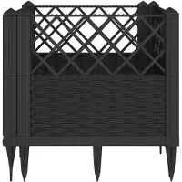 vidaXL Plantenbak met pinnen 43,5x43,5x43,5 cm polypropeen zwart