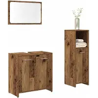 vidaXL 3-delige Badkamermeubelset bewerkt hout oud houtkleurig