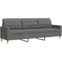 vidaXL Driezitsbank 210 cm stof donkergrijs