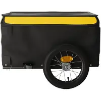 vidaXL Fietsaanhanger, zwart en geel, 30 kg, staal