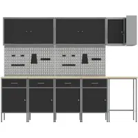 vidaXL Werkkast Set met lade met plank met opslag 12 st Zwart en Grijs