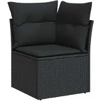 vidaXL 5-delige tuinmeubelset met kussens, zwart, polyrotan