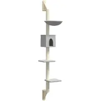 vidaXL Kattenmeubel wandgemonteerd met krabpaal 187 cm lichtgrijs