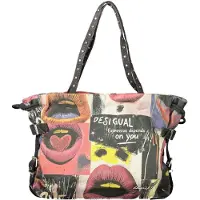 Desigual Shopper navy / geel / oudroze / zwart