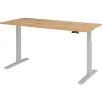 Hammerbacher Verstelbaar zit-sta bureau XMKA19, afmetingen 1800 x 800 x 700-1200 mm, kleur: lichtgrijs/zilver